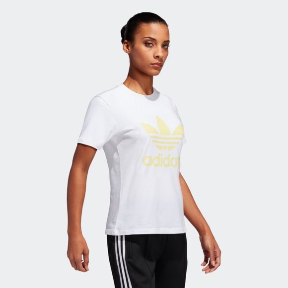 adidas Women's Trefoil Tee - Ice Yellow - Picture 5 of 8